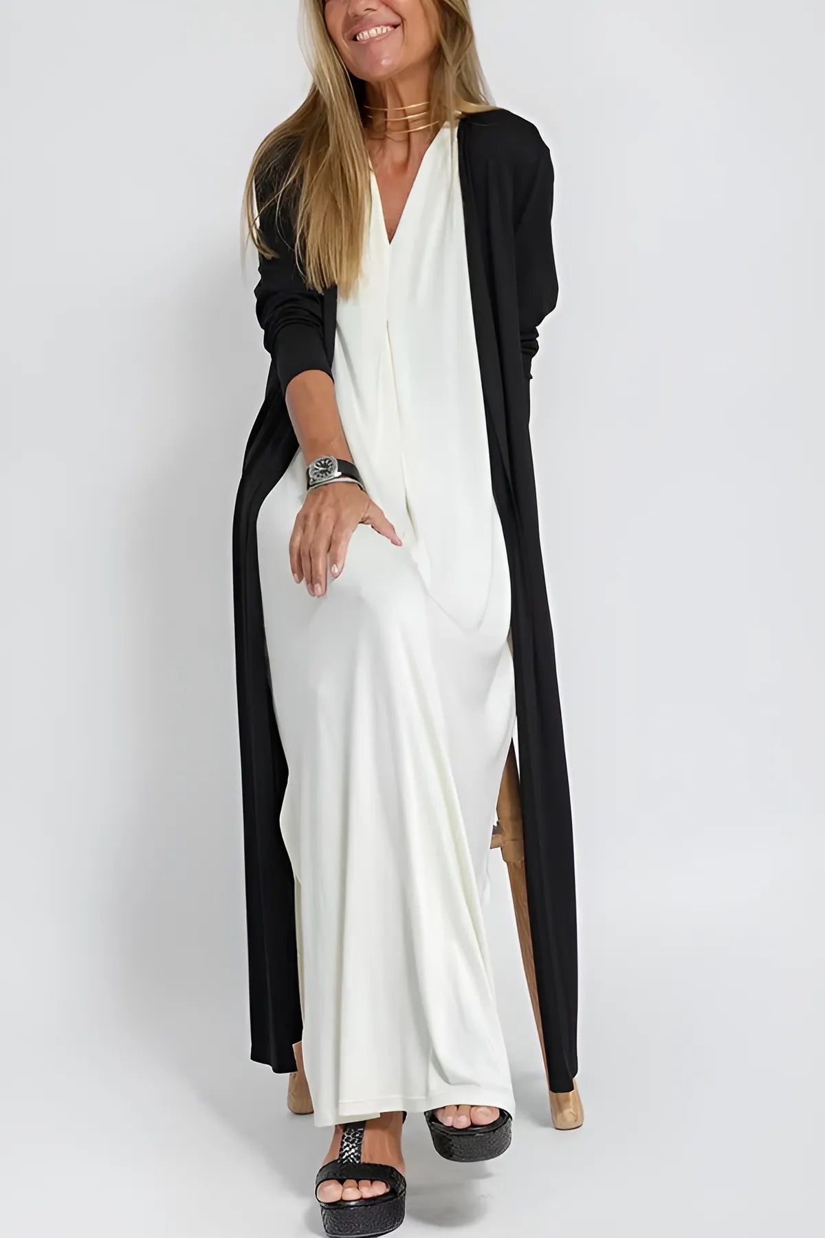 CLARA -Stylish Maxi Dress with Free Cardigan
