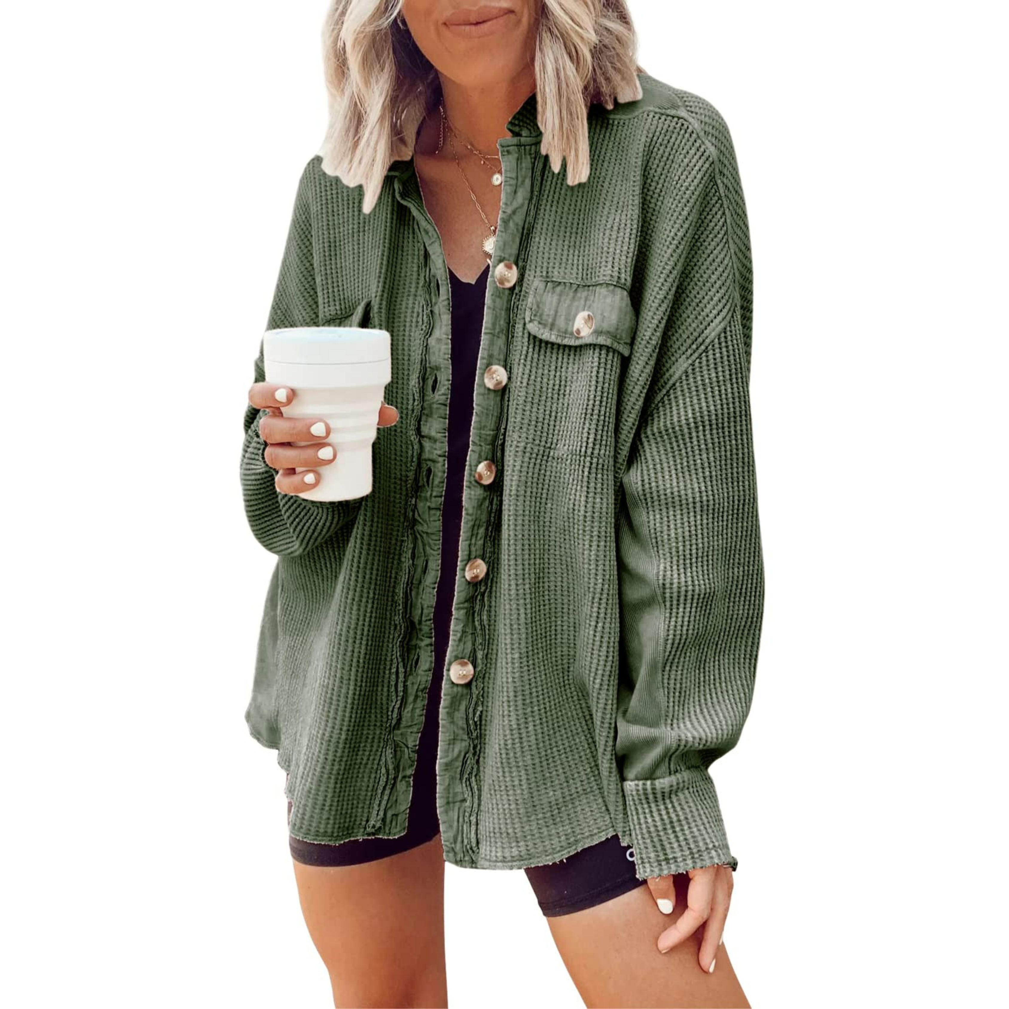 JASLENE – Cozy Button-Down Long Sleeve Jacket