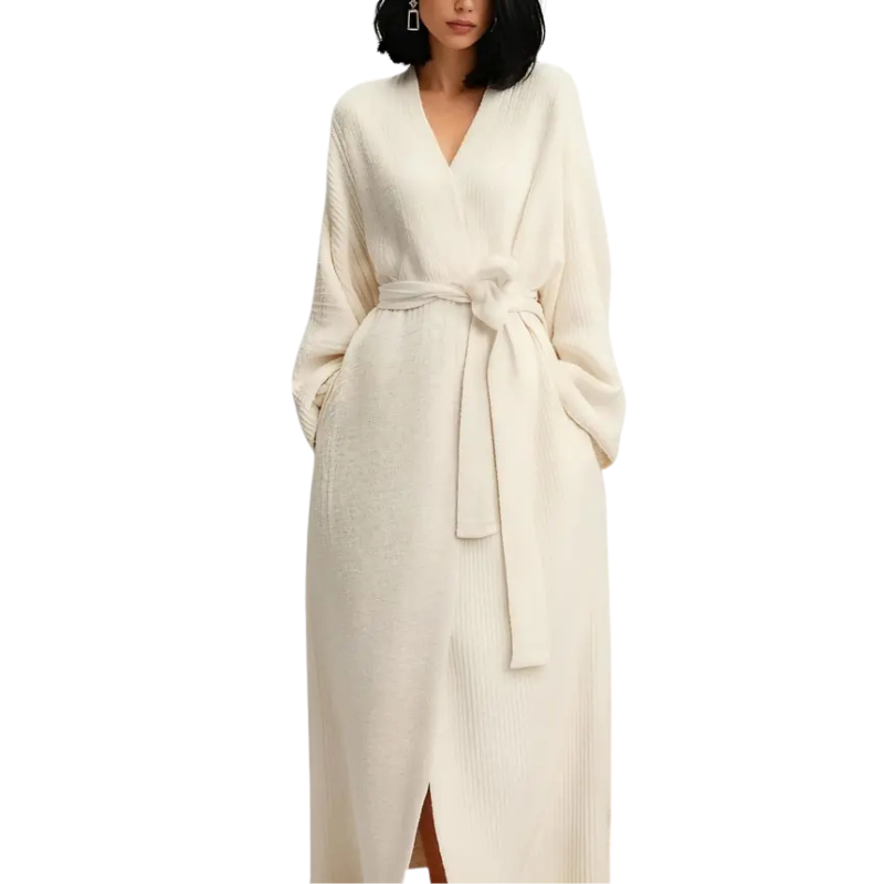 ADRINA™ – Cozy Longline Belted Knit Robe