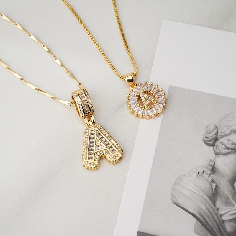 AISHA - Elegant 2-Pack Initial Letter Pendant Necklaces