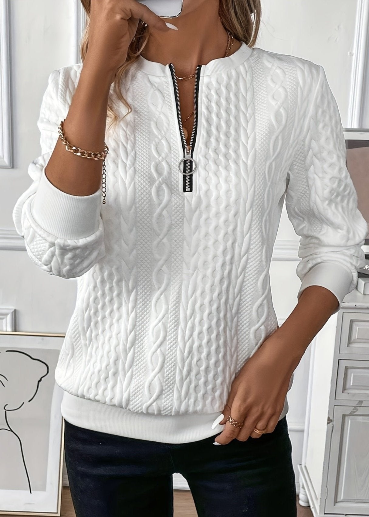 EMMA |  Elegant Quarter-Zip Sweater