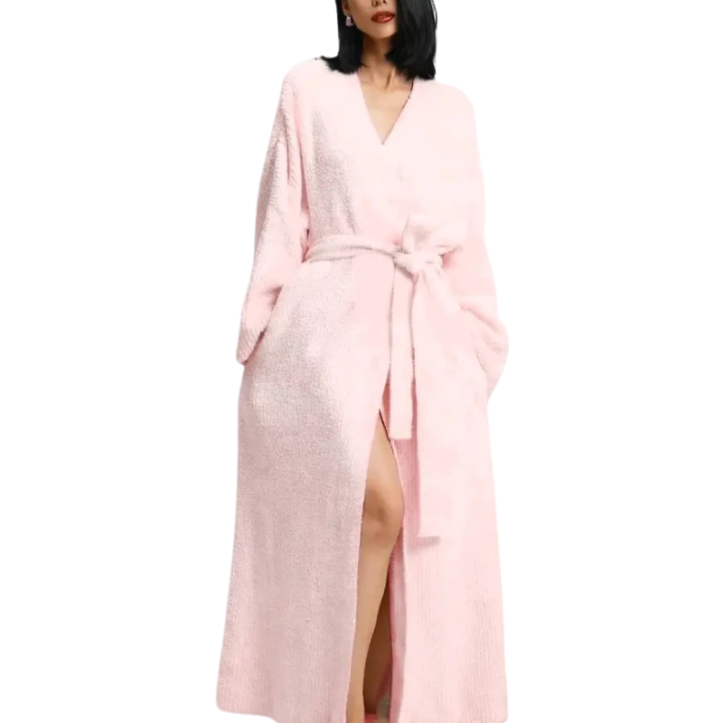ADRINA™ – Cozy Longline Belted Knit Robe