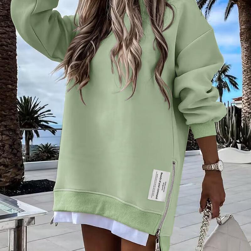 RODNEY - Cozy Long Sleeve Pullover Side Zipper Sweatshirt