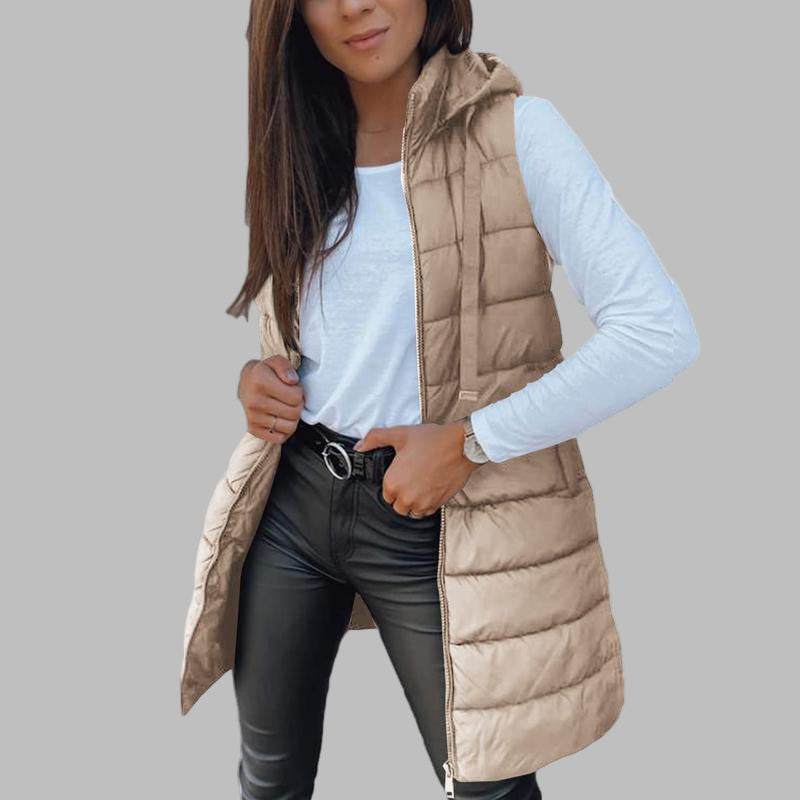 RAIN - Casual Sleeveless Hood Long Puffer Vest