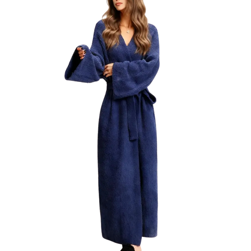 ADRINA™ – Cozy Longline Belted Knit Robe