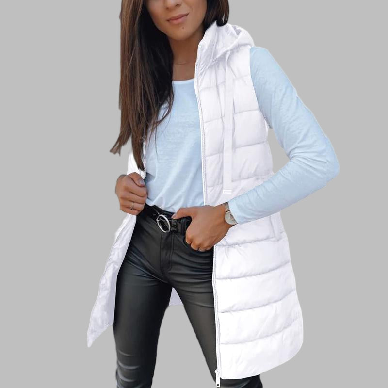 RAIN - Casual Sleeveless Hood Long Puffer Vest