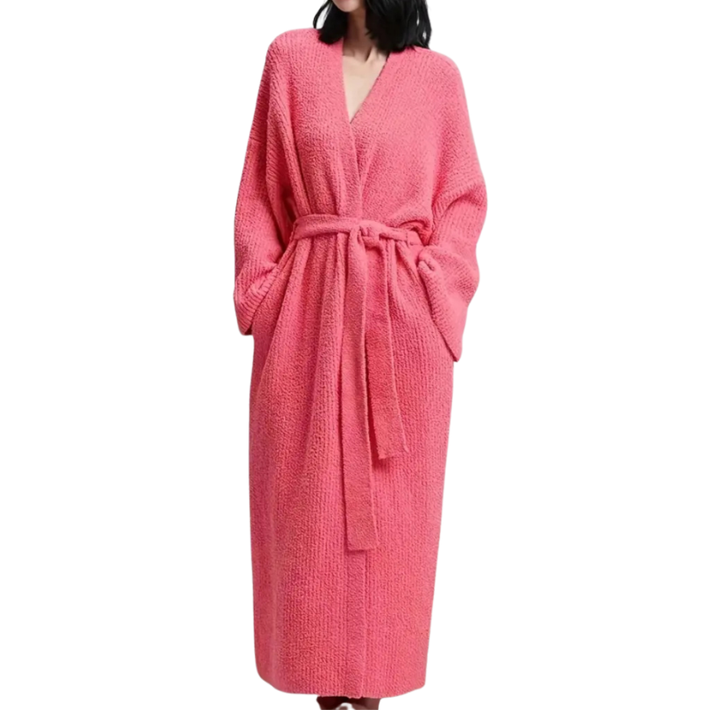 ADRINA™ – Cozy Longline Belted Knit Robe