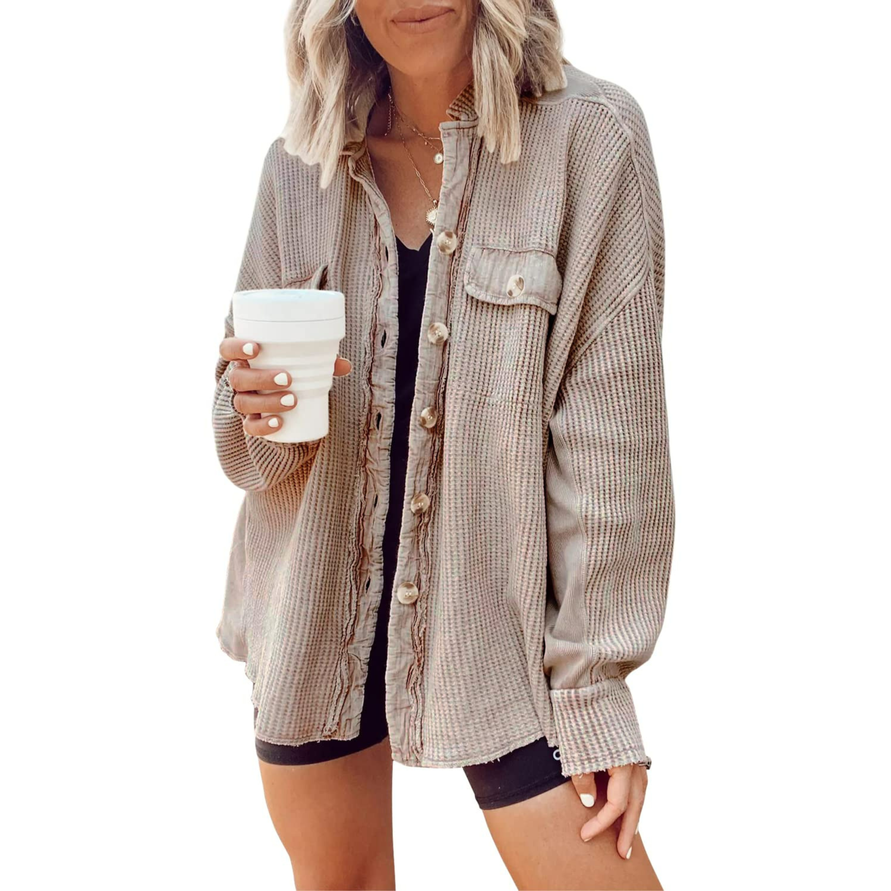 JASLENE – Cozy Button-Down Long Sleeve Jacket