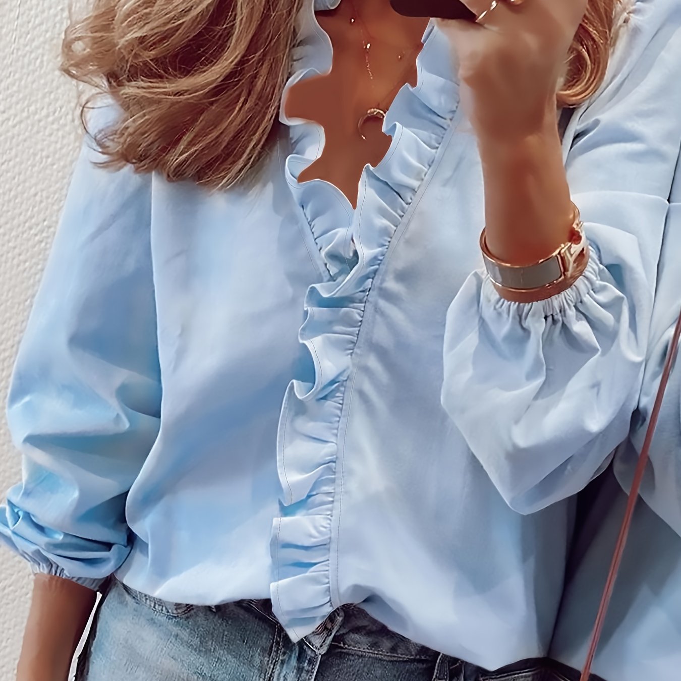 MAISY – Ruffled V-Neck Blouse