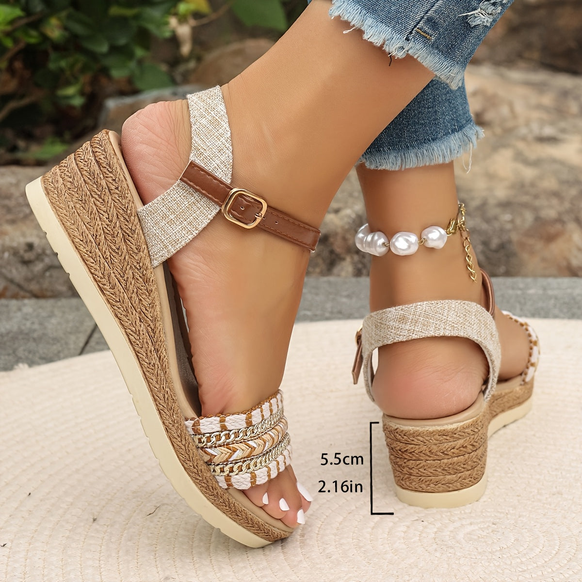 Amara Boho Woven Wedge Sandals