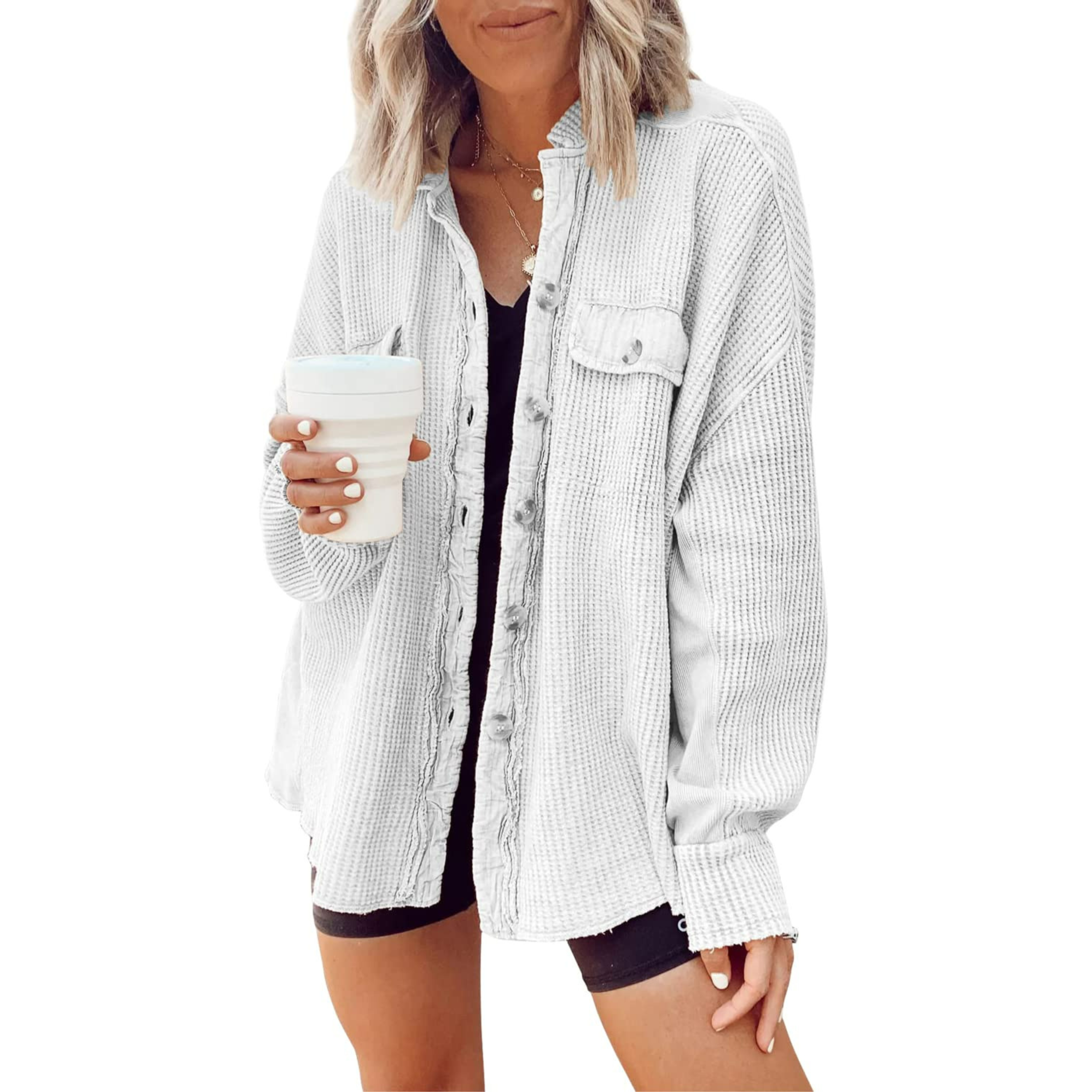JASLENE – Cozy Button-Down Long Sleeve Jacket