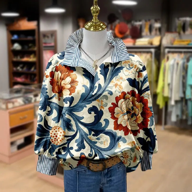 SERENITY - Classy Vintage Floral Printed Blouse