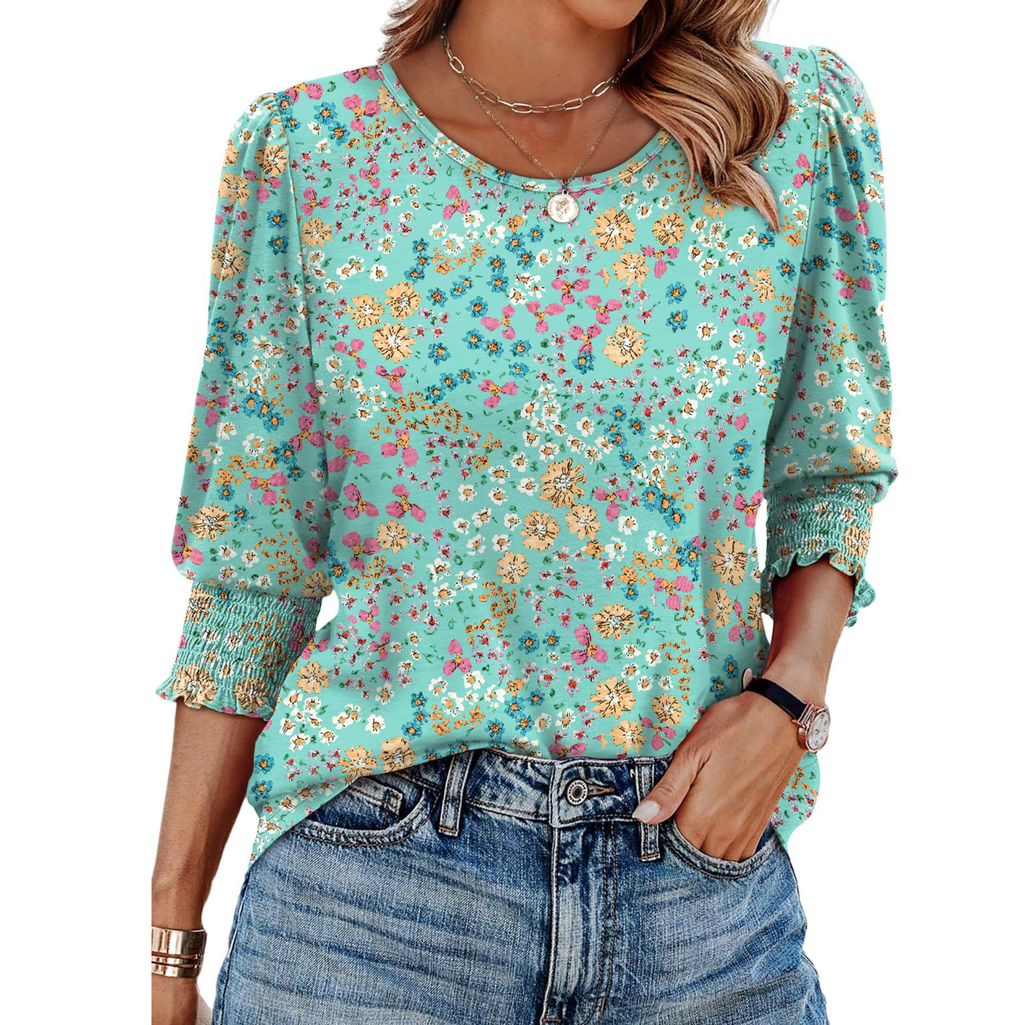 HELEIA - Elegant Casual Smocked Top
