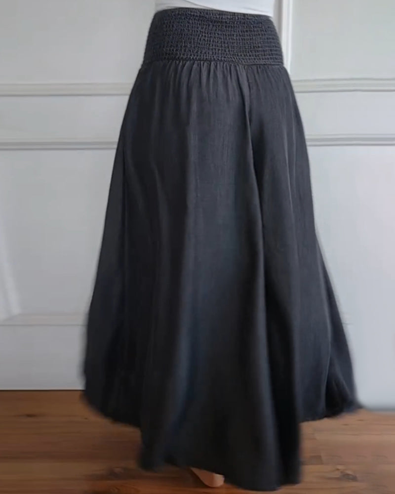 FIADH- Smocked Waist Palazzo Trousers