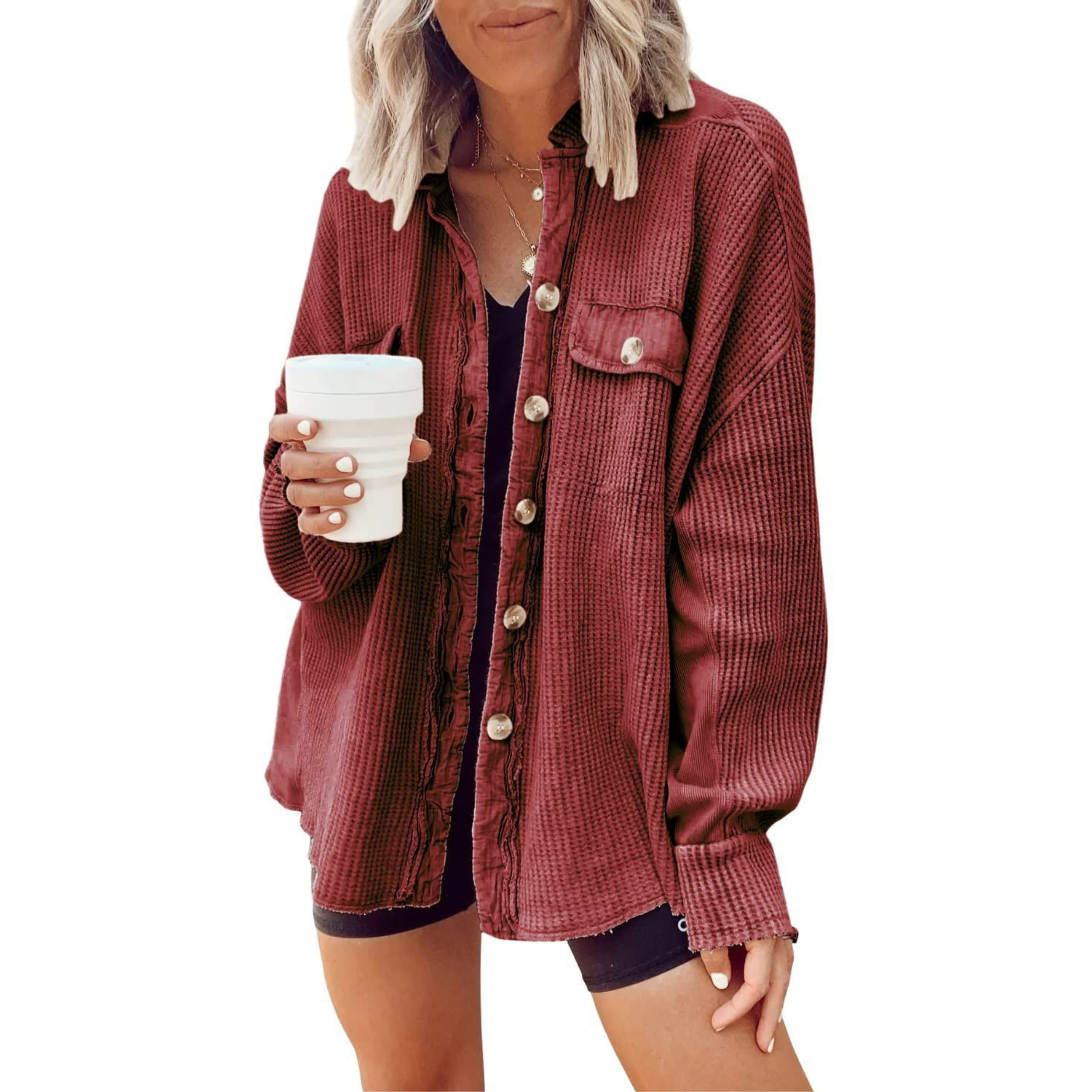 JASLENE – Cozy Button-Down Long Sleeve Jacket