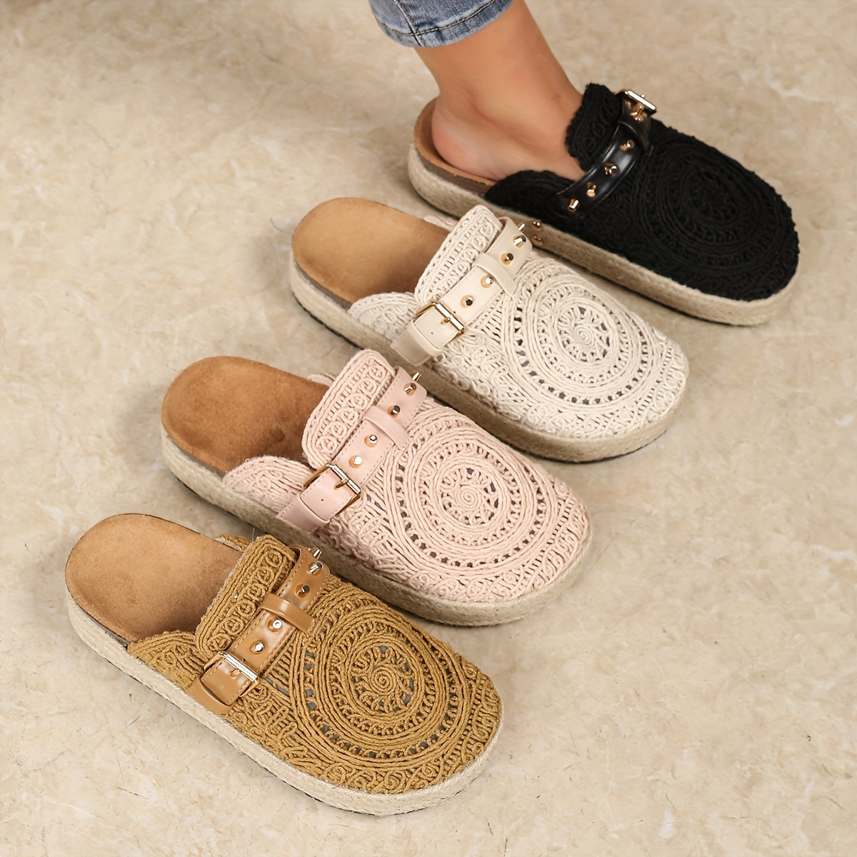 Solene Boho Crochet Mules