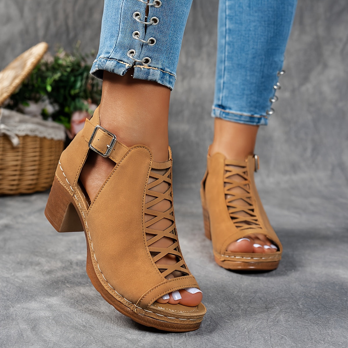 Nessa Lattice-Heel Sandals