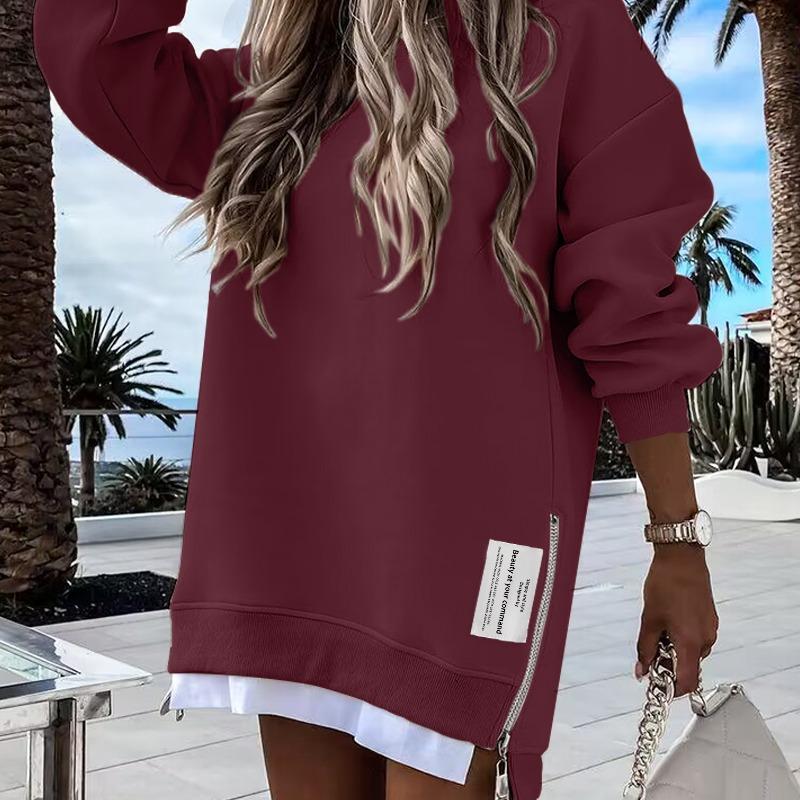 RODNEY - Cozy Long Sleeve Pullover Side Zipper Sweatshirt