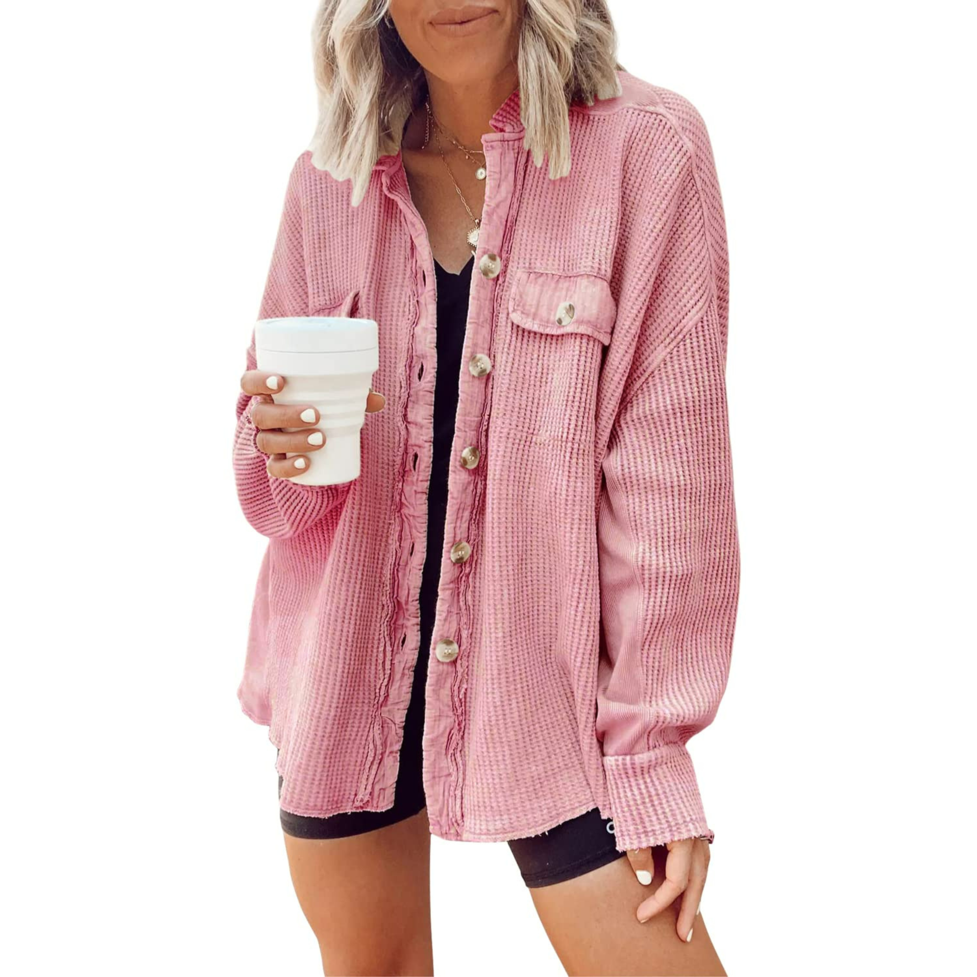 JASLENE – Cozy Button-Down Long Sleeve Jacket