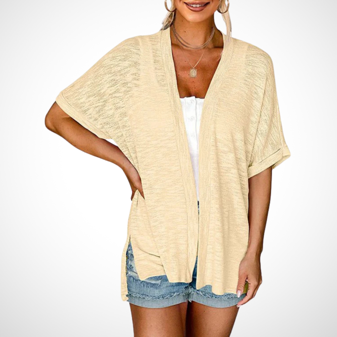 APPOLLINE - Stylish Flowy Short Sleeve Cardigan