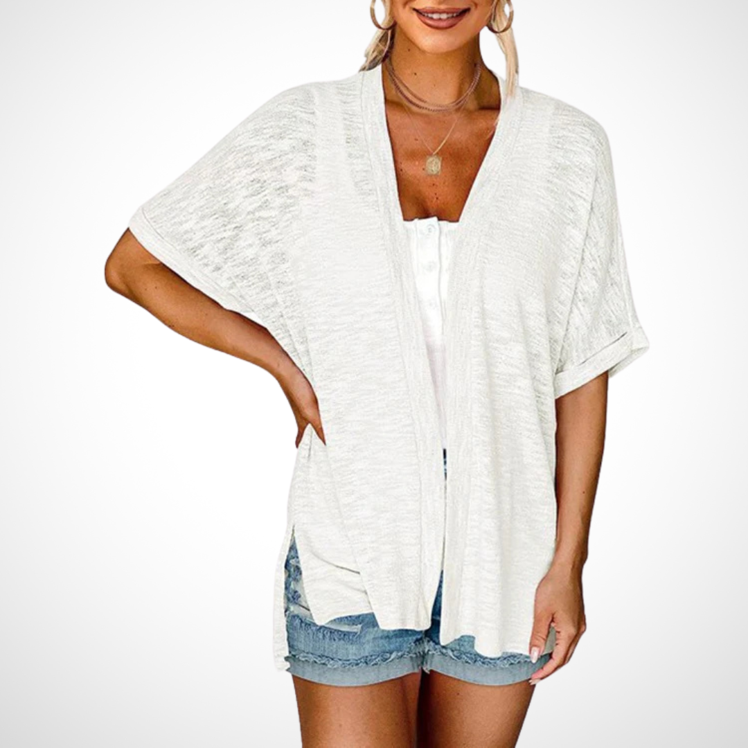 APPOLLINE - Stylish Flowy Short Sleeve Cardigan