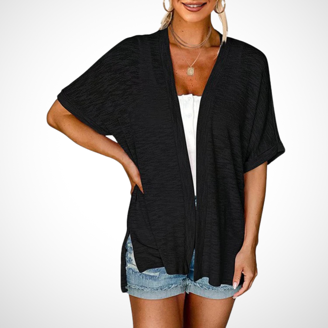 APPOLLINE - Stylish Flowy Short Sleeve Cardigan