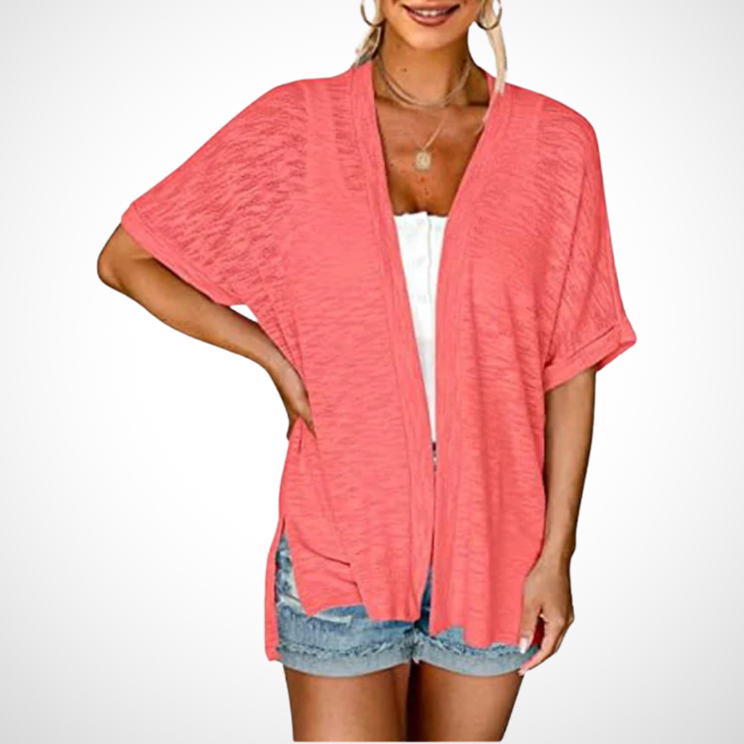APPOLLINE - Stylish Flowy Short Sleeve Cardigan