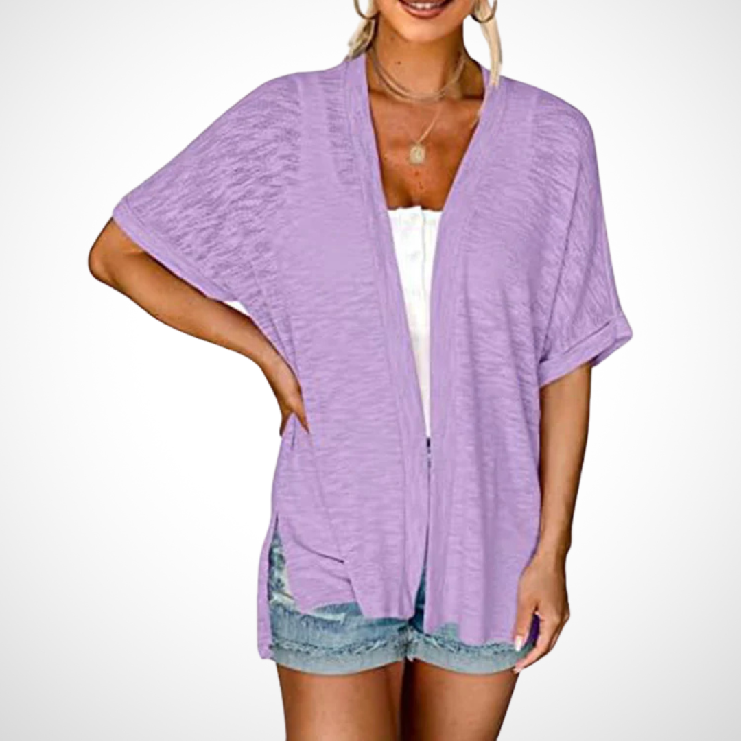 APPOLLINE - Stylish Flowy Short Sleeve Cardigan