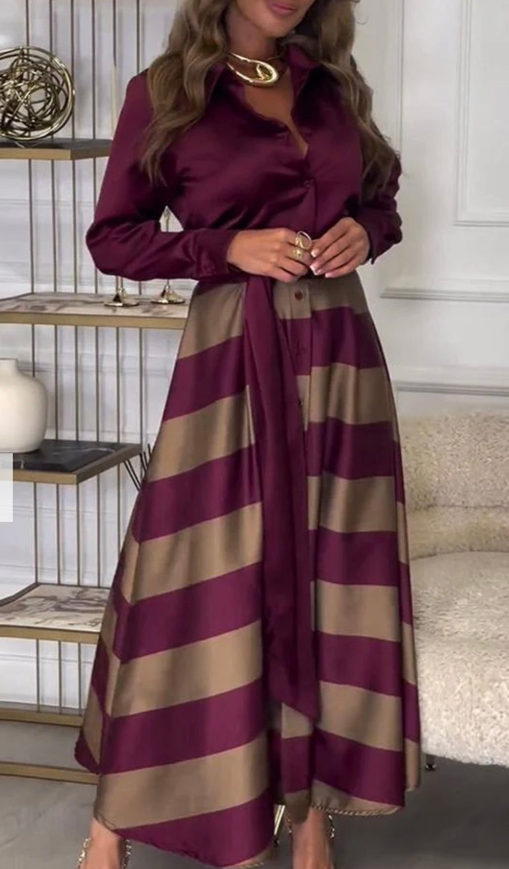 CALISTA - Satin Stripe Dress