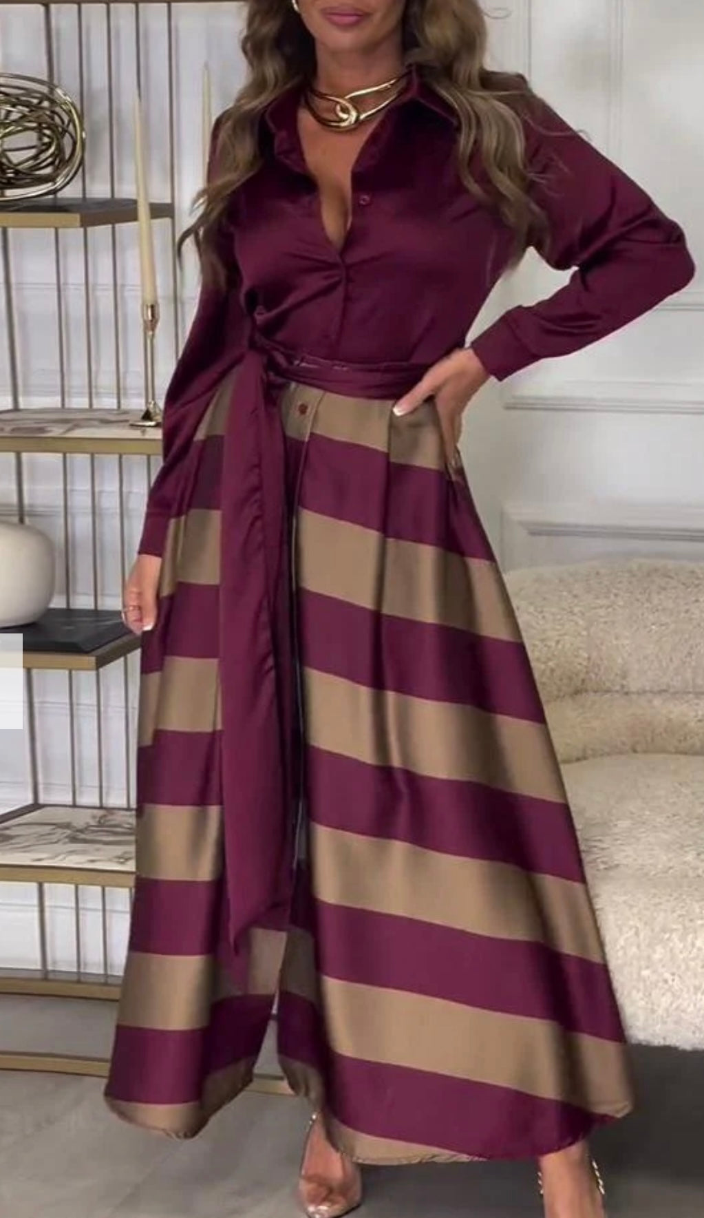 CALISTA - Satin Stripe Dress
