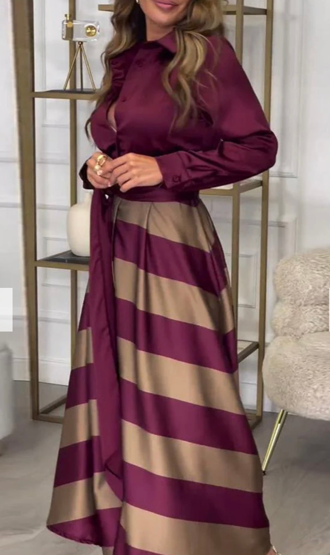 CALISTA - Satin Stripe Dress