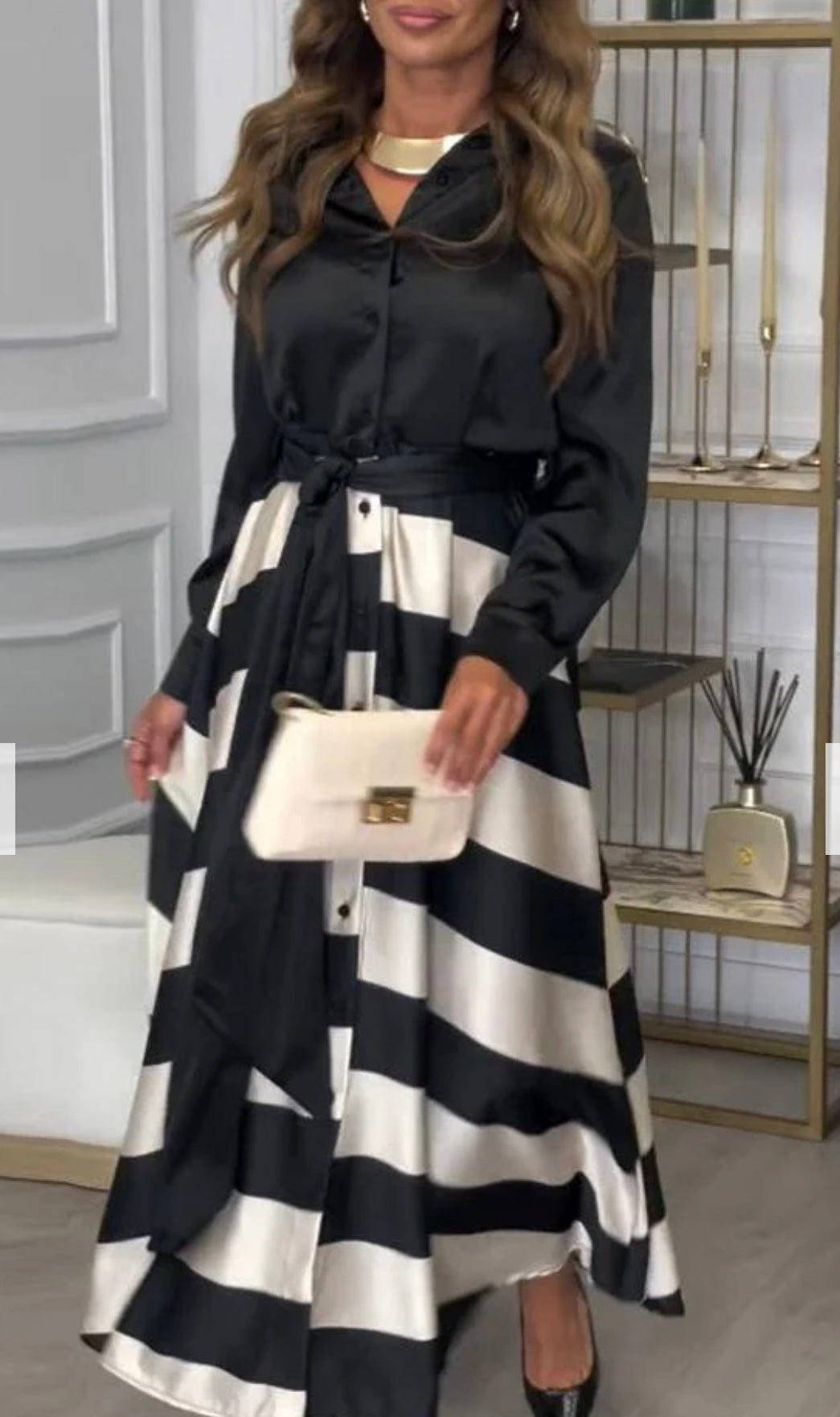 CALISTA - Satin Stripe Dress