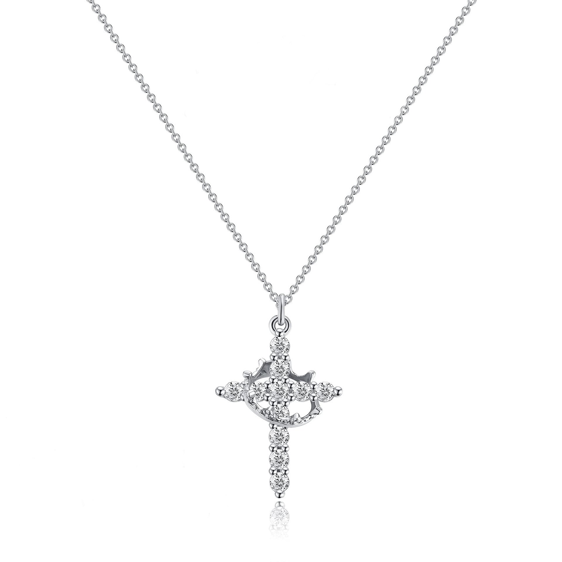 CLARISSE – Classic Cross & Crown Necklace