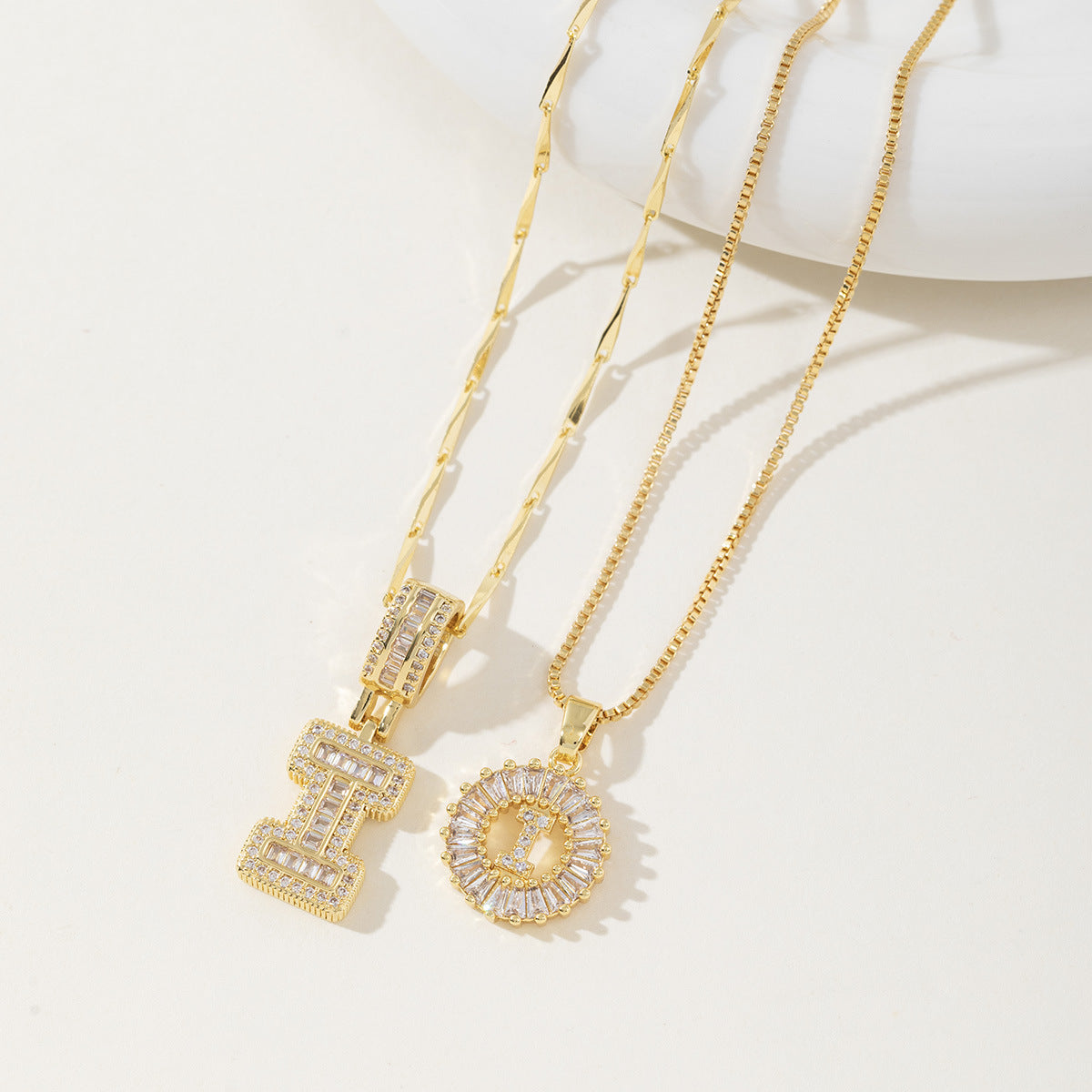 AISHA - Elegant 2-Pack Initial Letter Pendant Necklaces