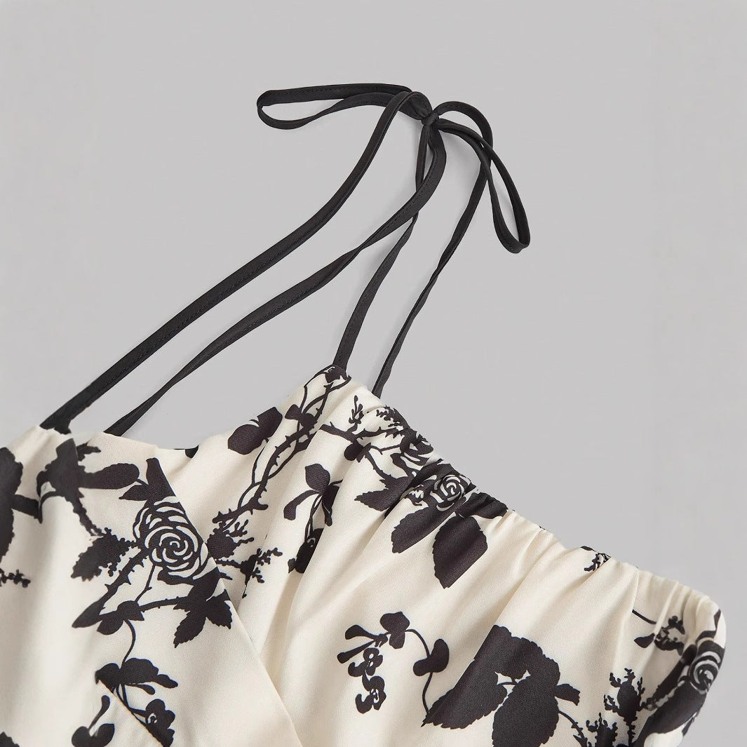 DAHLIANA - Elegant Summer Floral Tie-Shoulder Sundress