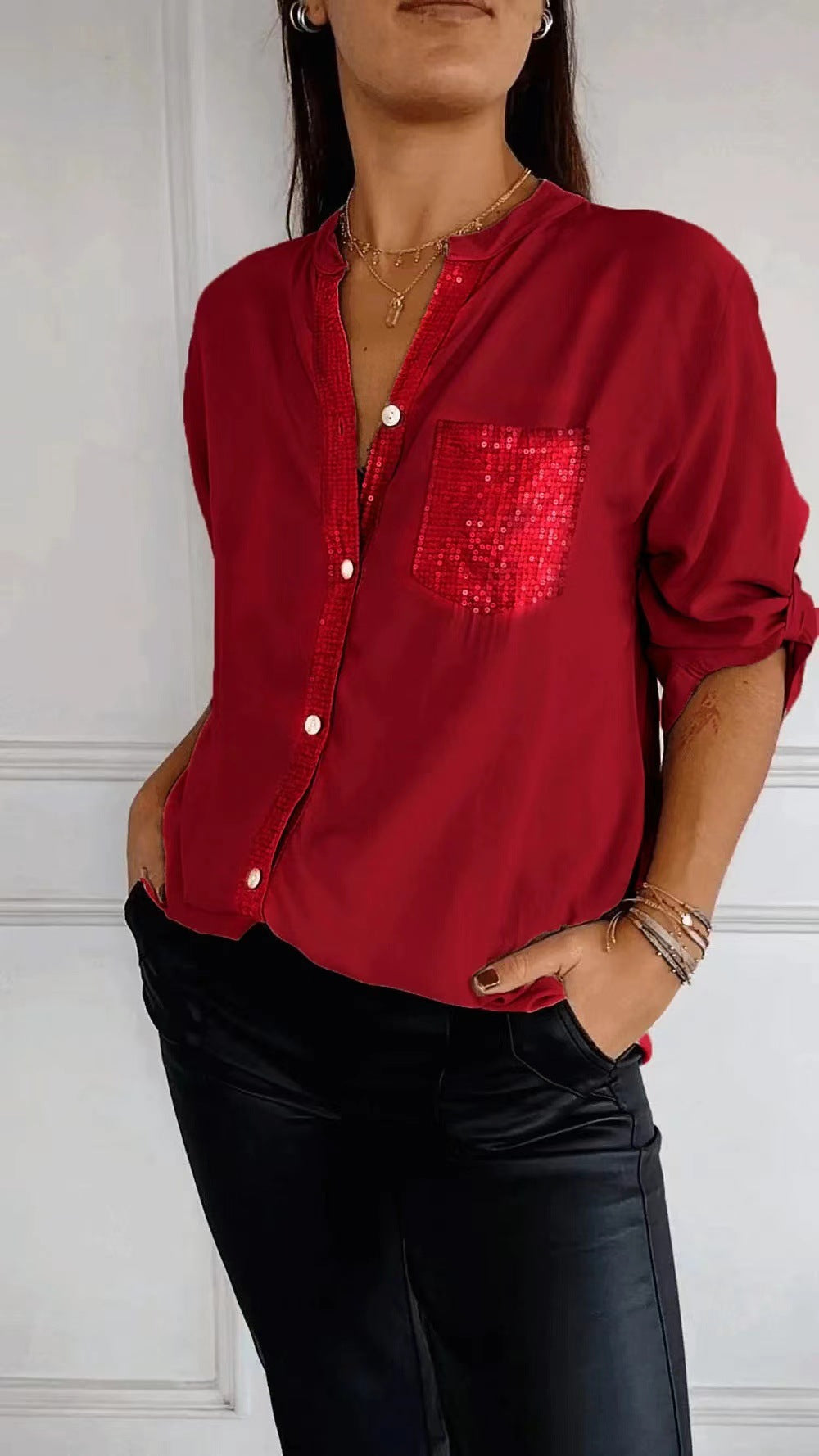 DANICA -  Sequin Detailed Blouse