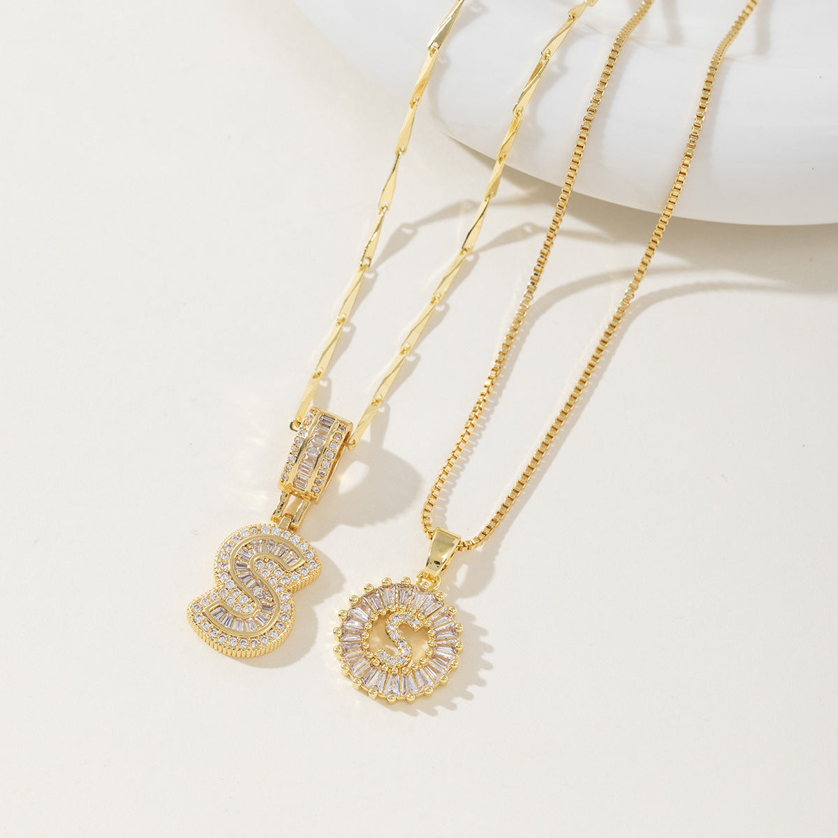 AISHA - Elegant 2-Pack Initial Letter Pendant Necklaces