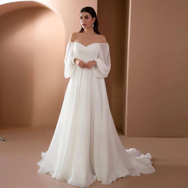 Alice | Women’s Off Shoulder Long Sleeve Wedding Dress
