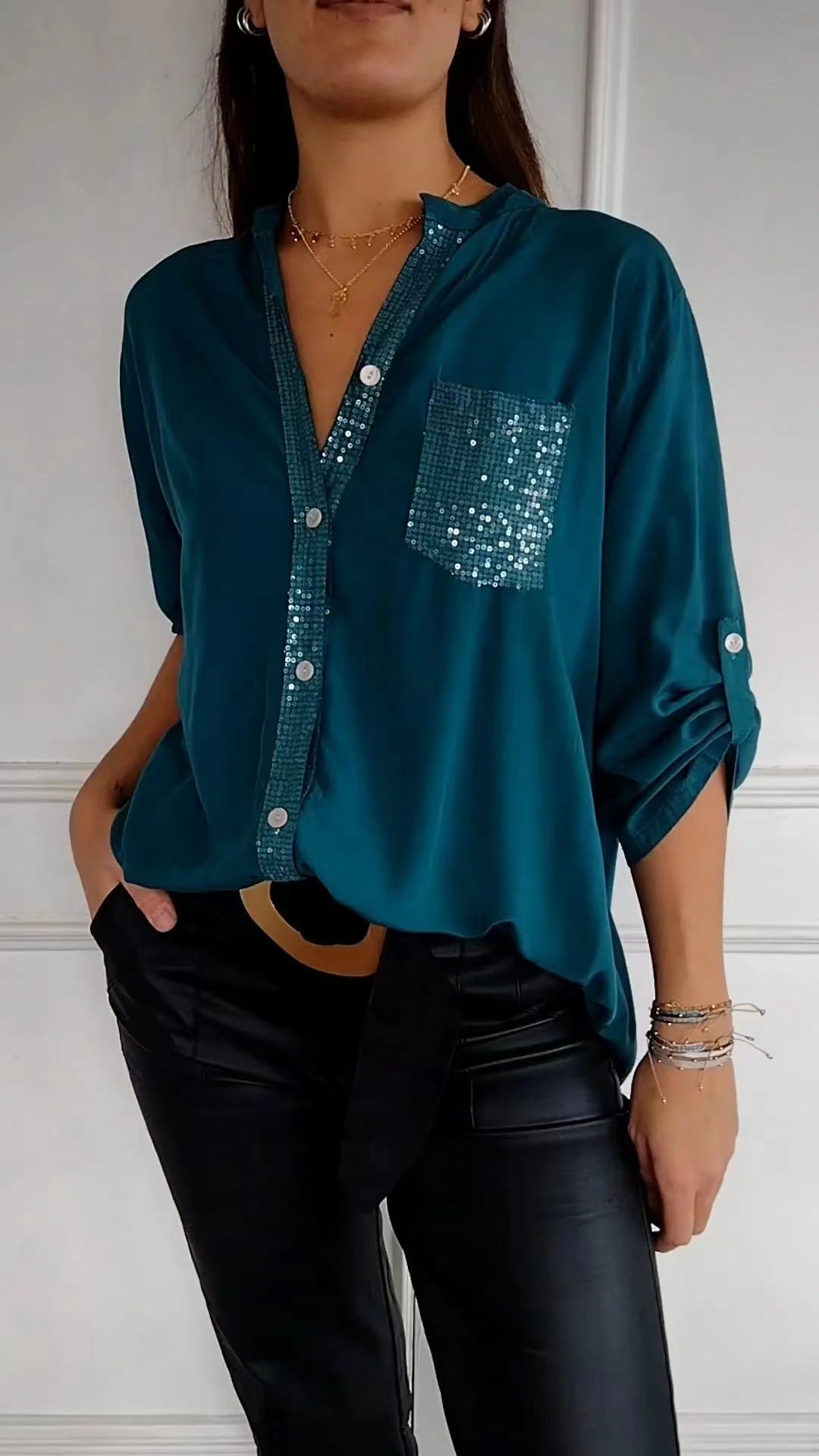 DANICA -  Sequin Detailed Blouse