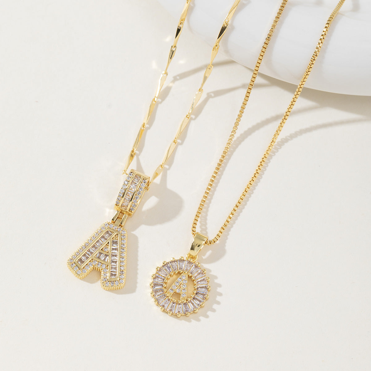 AISHA - Elegant 2-Pack Initial Letter Pendant Necklaces