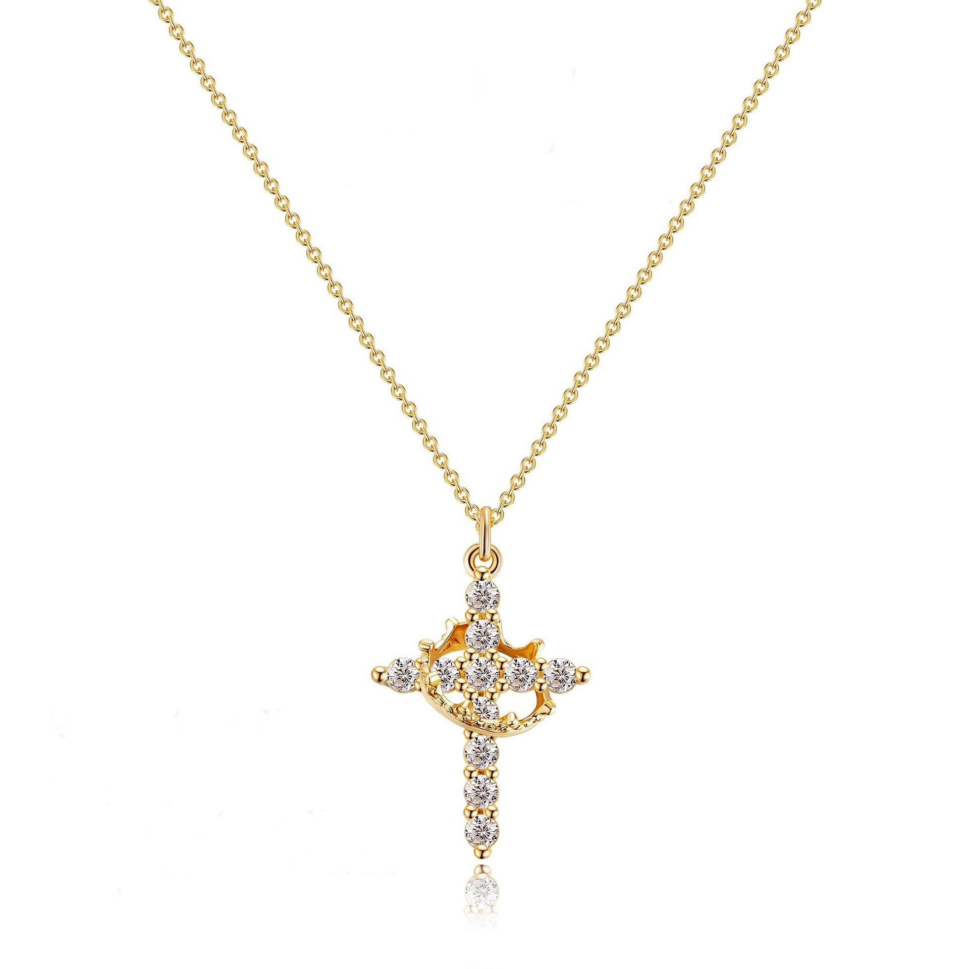 CLARISSE – Classic Cross & Crown Necklace