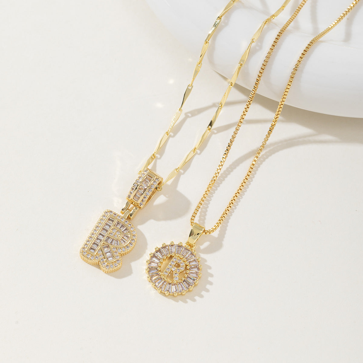 AISHA - Elegant 2-Pack Initial Letter Pendant Necklaces