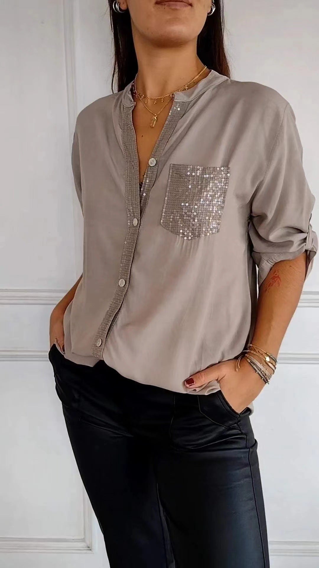 DANICA -  Sequin Detailed Blouse
