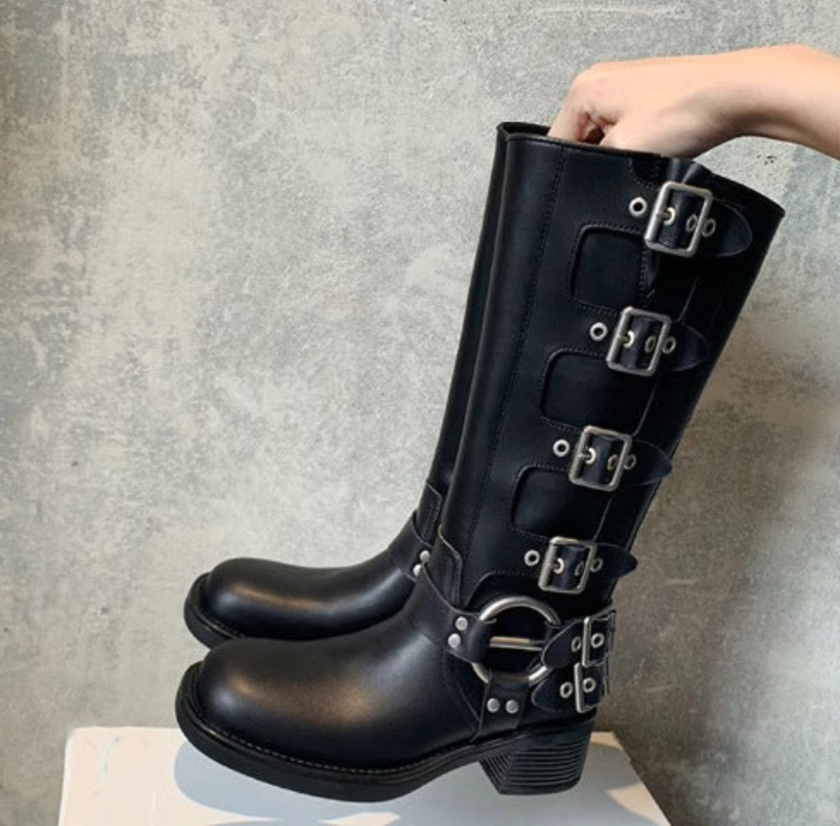 POTENCIANA – Classic Buckled Ankle Motorcycle Boots