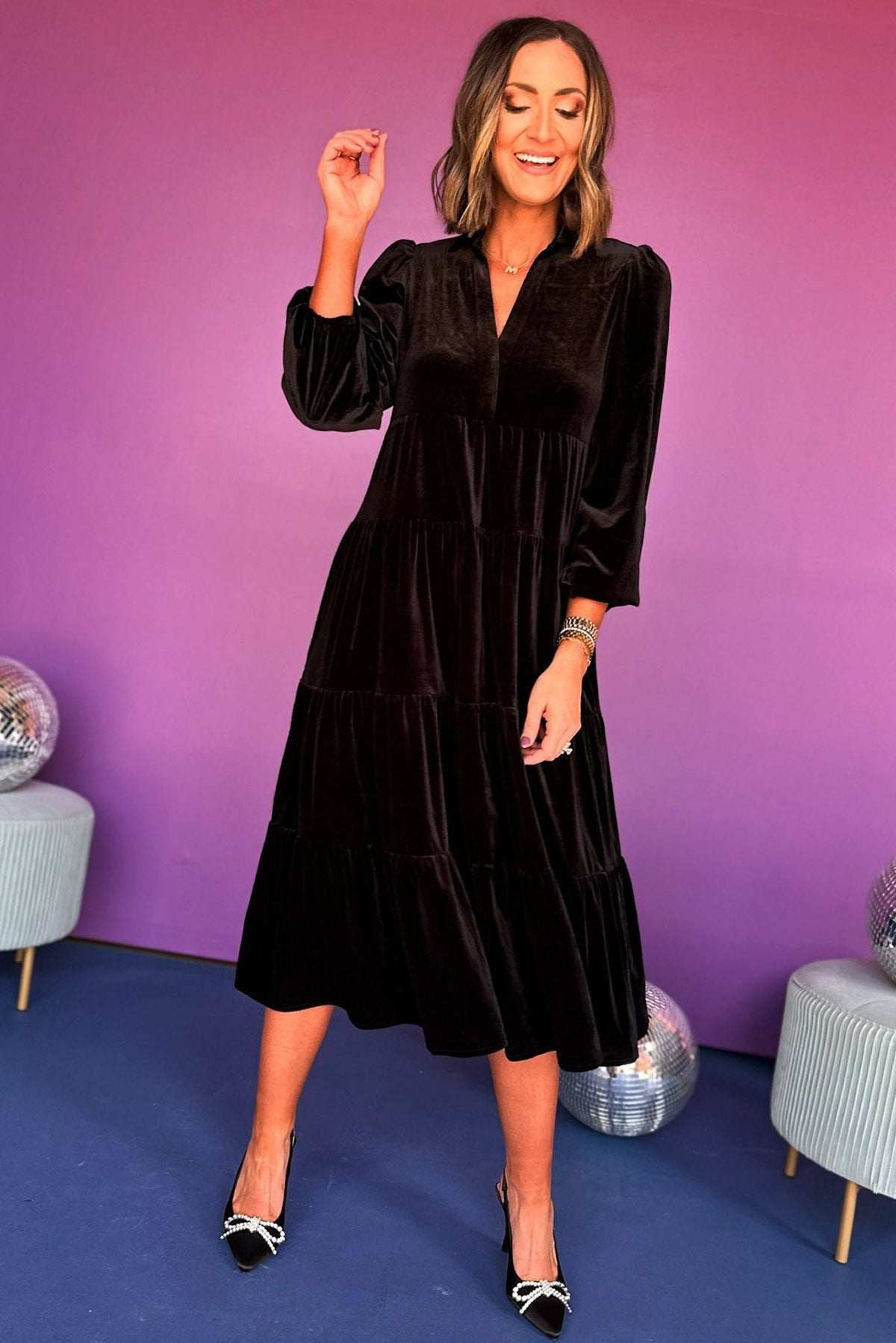 DALORA - Velvet Midi Dress