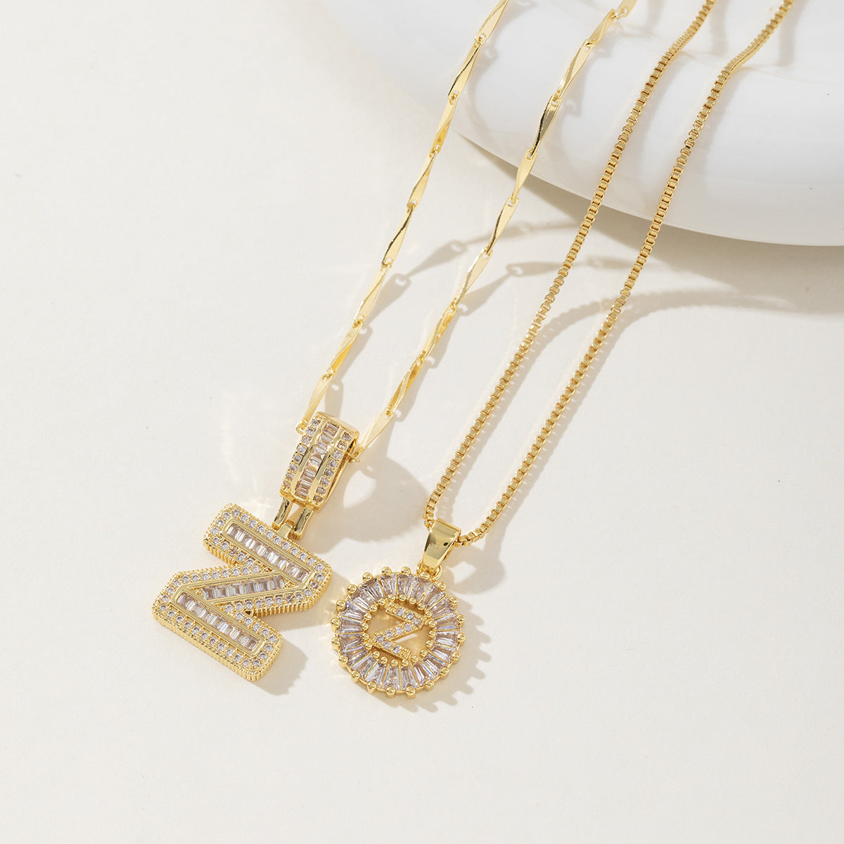 AISHA - Elegant 2-Pack Initial Letter Pendant Necklaces