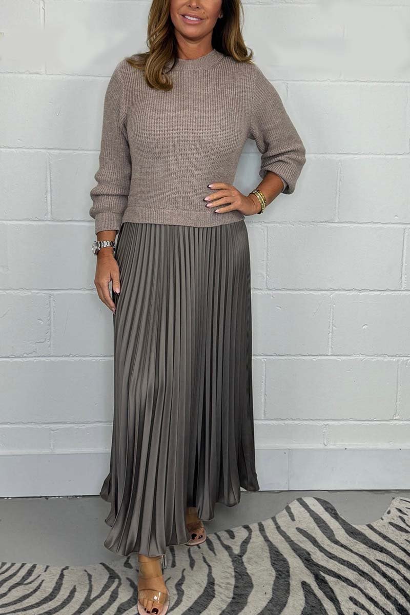 SOPHIA - Knit Jumper & Pleated Satin Skirt