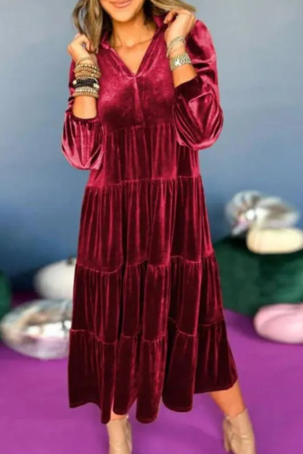 DALORA - Velvet Midi Dress
