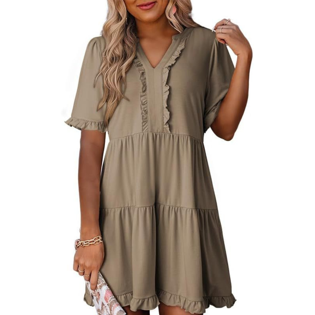 SHAILA - Casual V-Neck Mini Dress