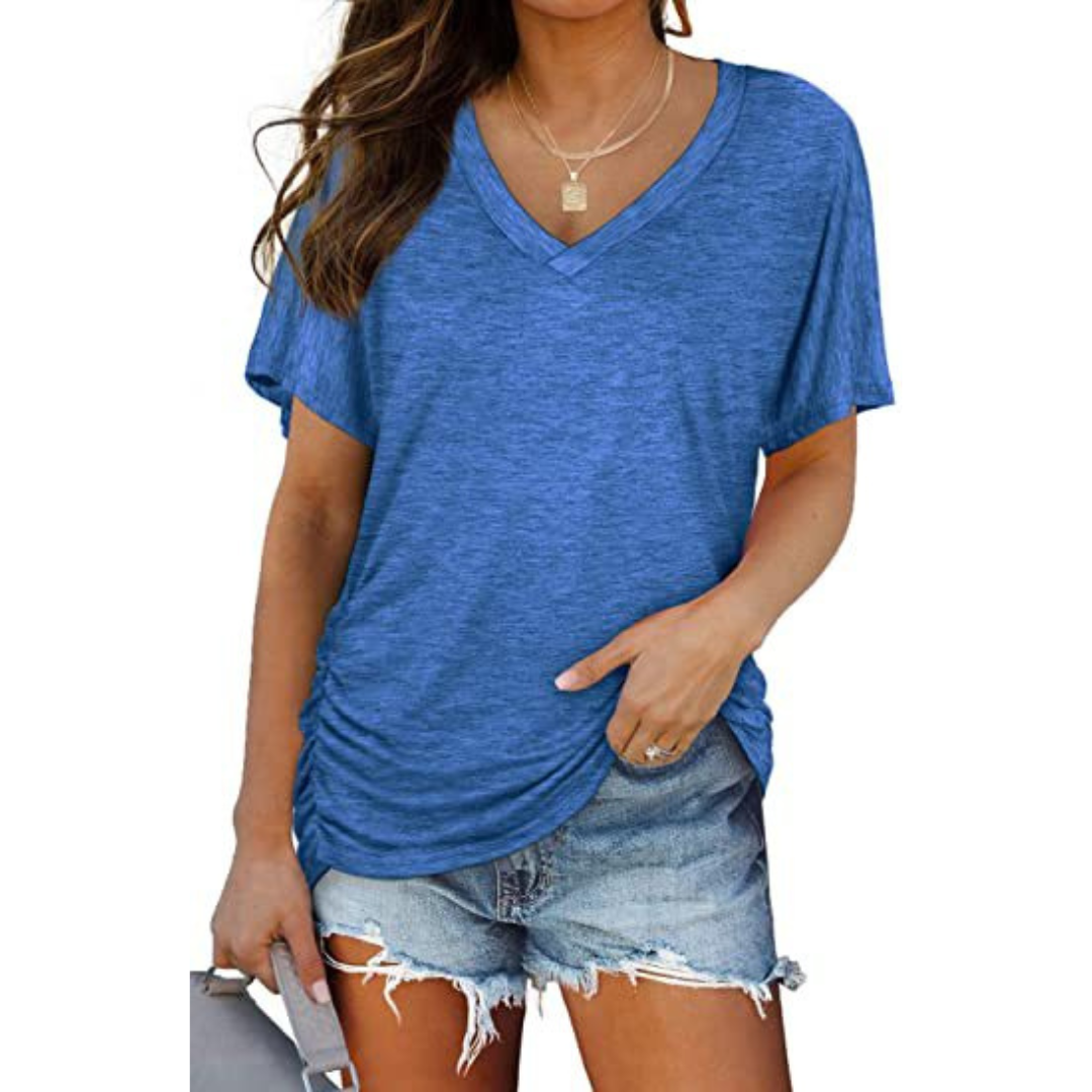 EILY - Classic V-Neck Loose Fit Shirt